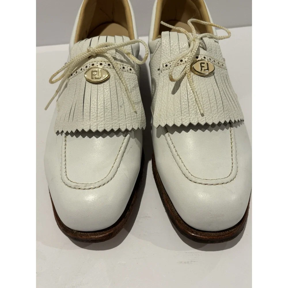 FootJoy‎ Classics Kiltie Golf Shoes 8C Softspikes Vintage Gold FJ Medallion RARE